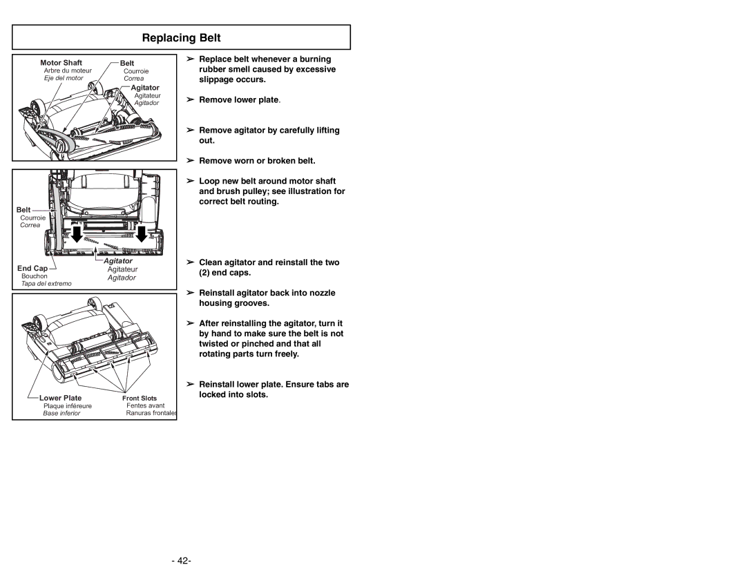 Panasonic MC-UL671 manuel dutilisation Replacing Belt, Agitator 