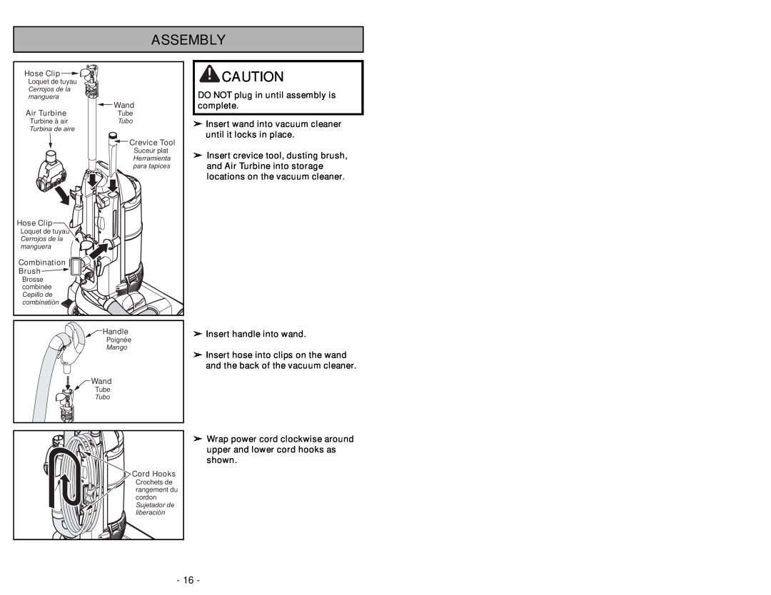 Panasonic MC-UL910 operating instructions Assembly 