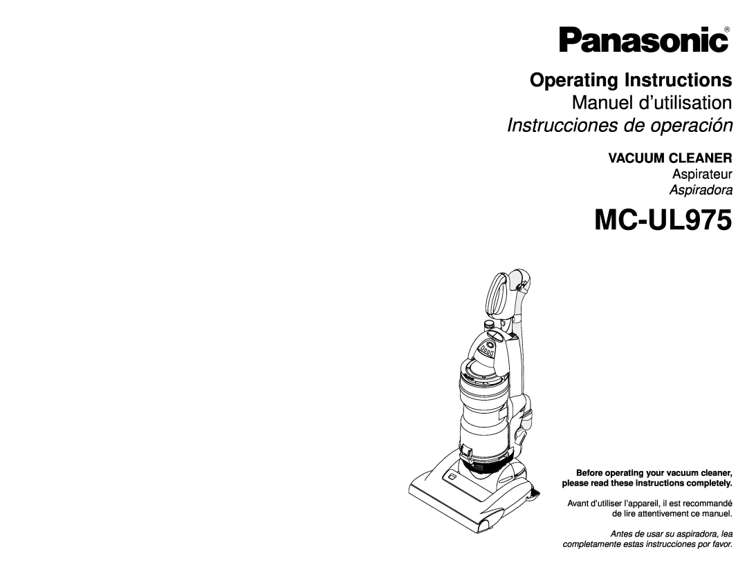 Panasonic MC-UL975 manuel dutilisation Vacuum Cleaner, Aspiradora, Aspirateur 