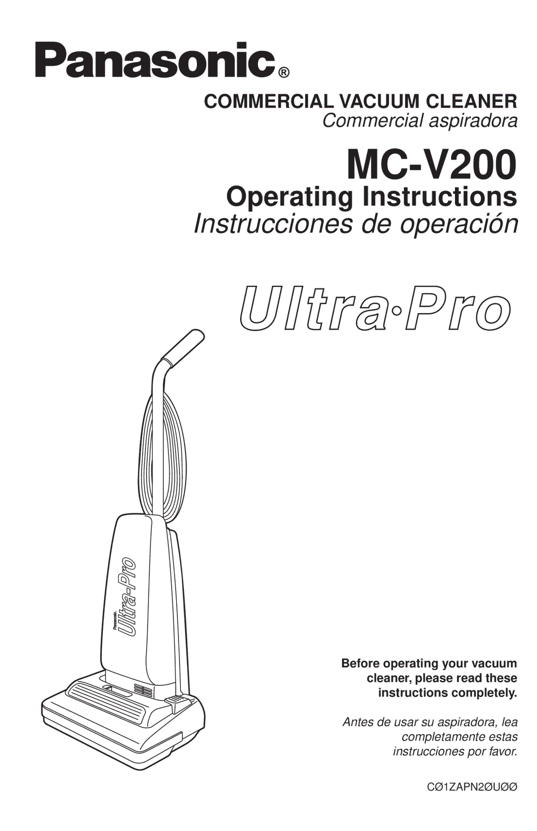 Panasonic MC-V200 manual 