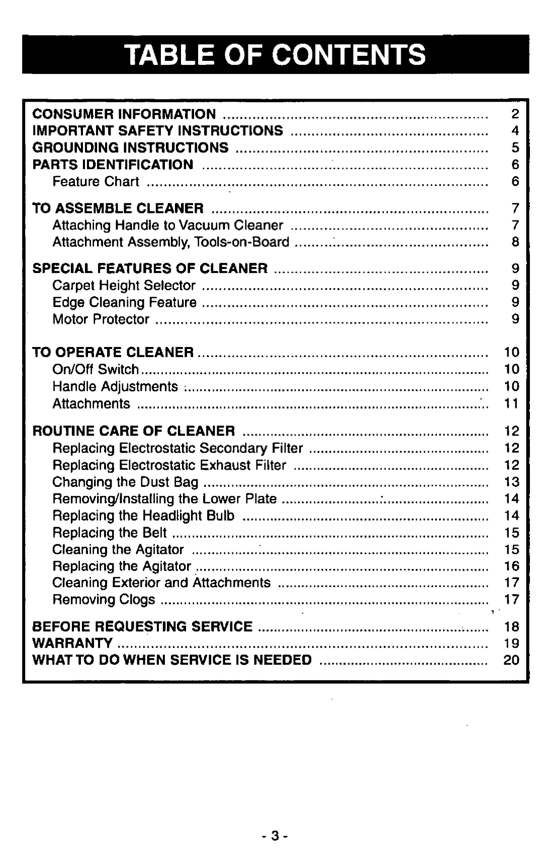 Panasonic MC-V300 manual 