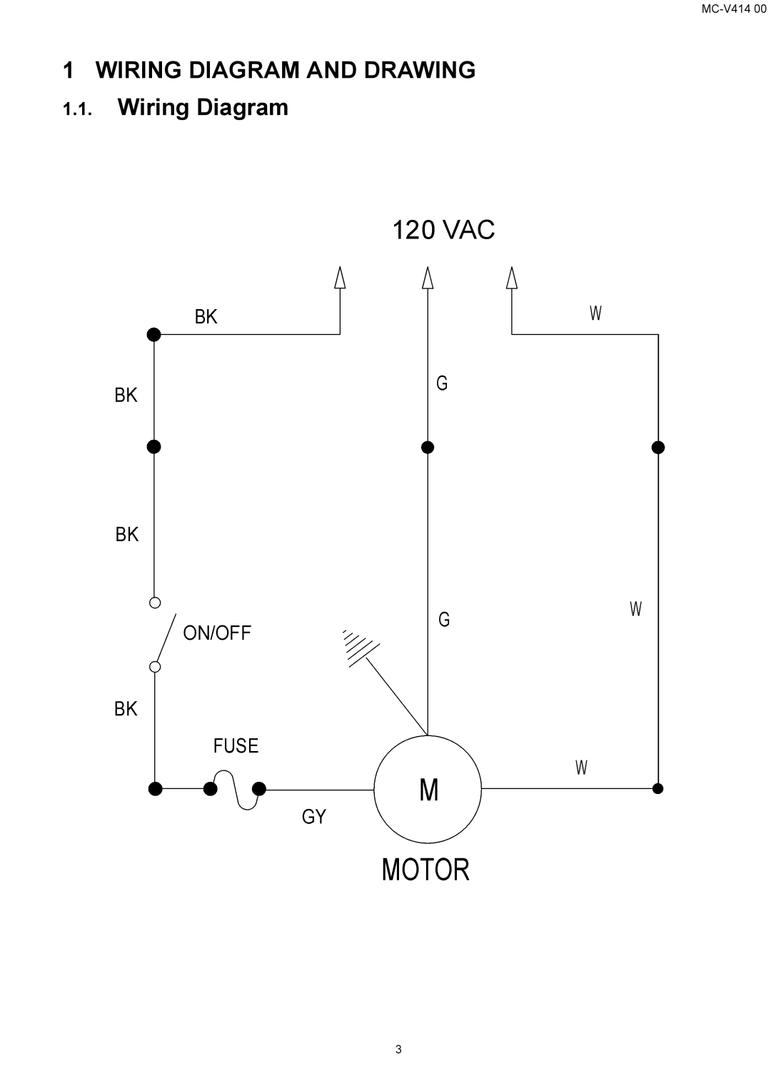 Panasonic MC-V414 00 specifications Wiring Diagram and Drawing 