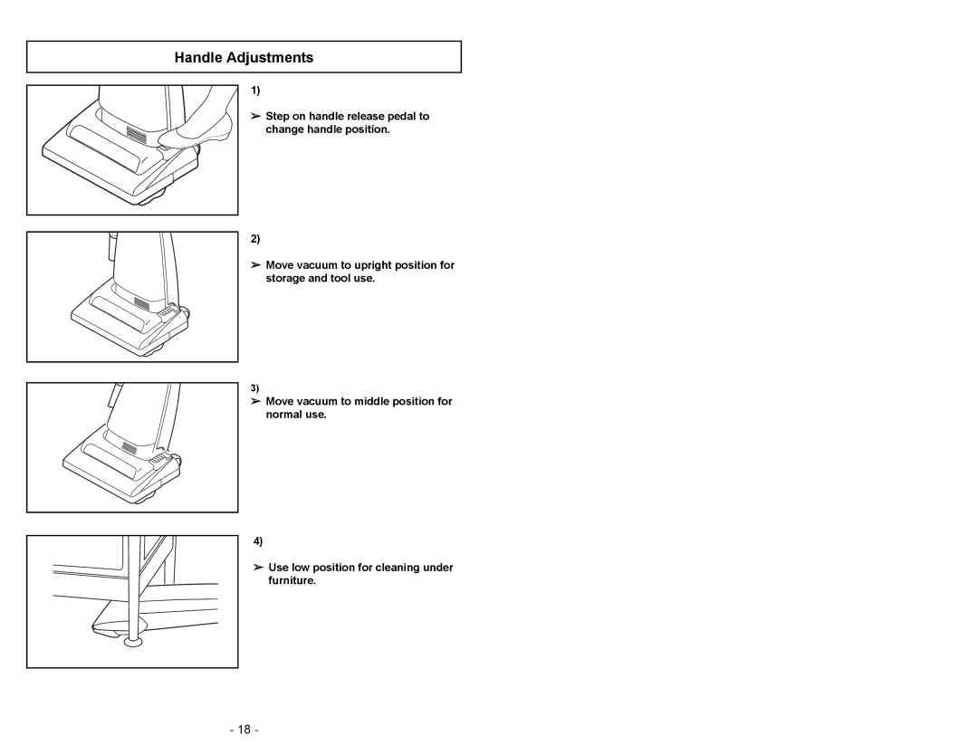 Panasonic MC-V5003 manuel dutilisation Handle Adjustments 