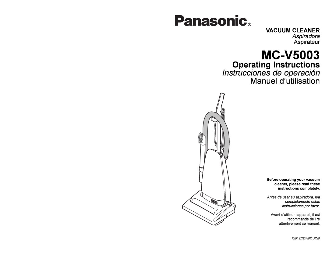 Panasonic MC-V5003 manuel dutilisation Vacuum Cleaner, Aspirateur, Aspiradora 