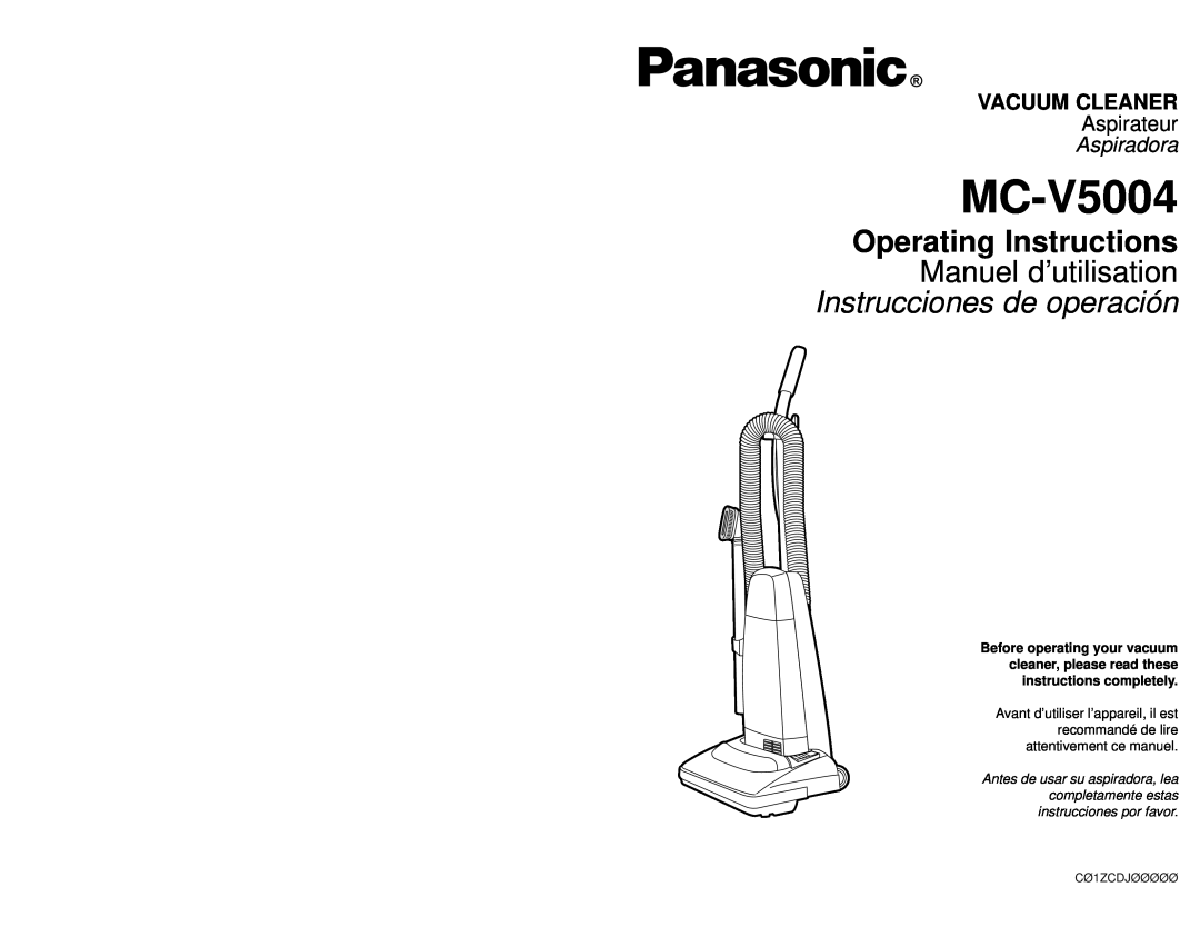 Panasonic MC-V5004 manuel dutilisation Vacuum Cleaner, Aspirateur, Aspiradora 