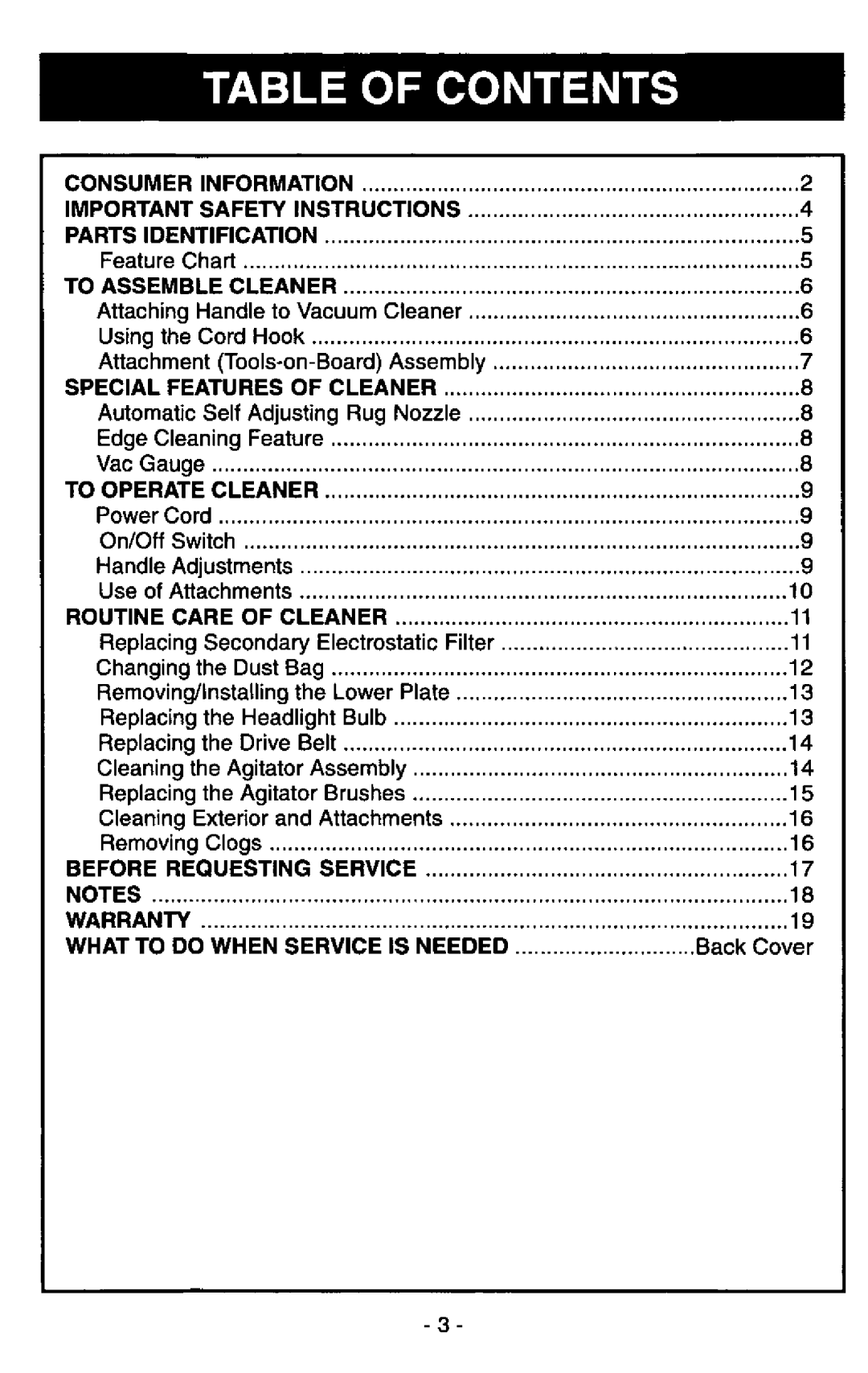 Panasonic MC-V5117 manual 