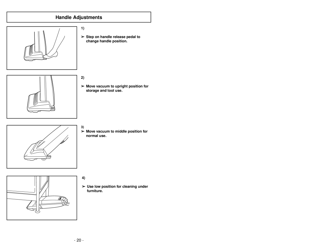 Panasonic MC-V5209 manuel dutilisation Handle Adjustments 