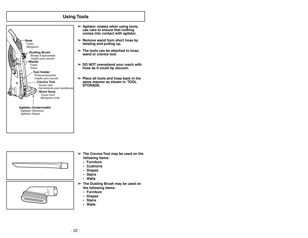 Panasonic MC-V5209 manuel dutilisation Using Tools 