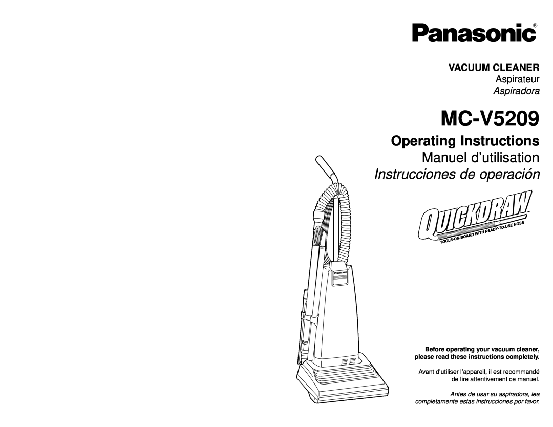 Panasonic MC-V5209 manuel dutilisation Vacuum Cleaner, Aspirateur, Aspiradora 