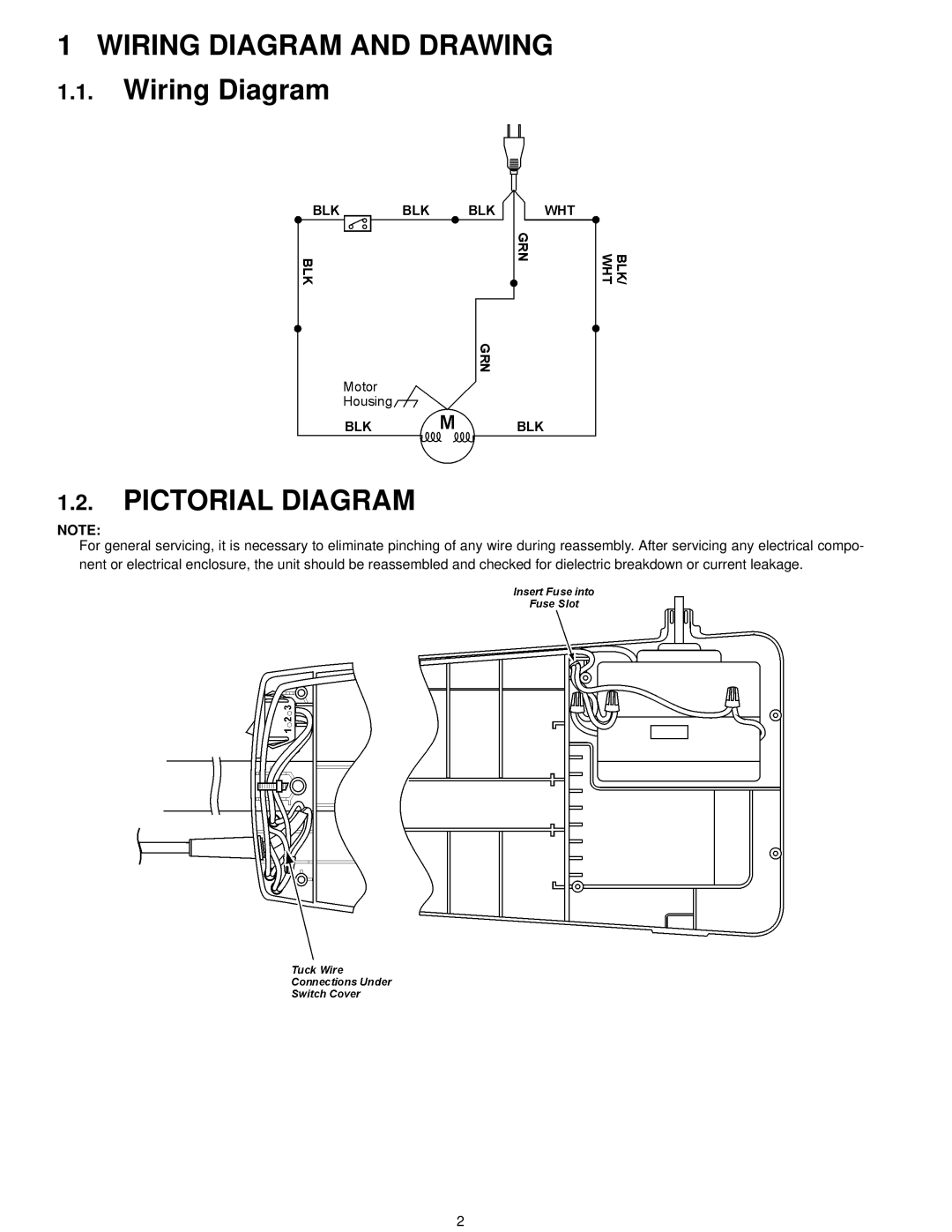 Panasonic MC-V5210-00 specifications Wiring Diagram and Drawing, Pictorial Diagram 