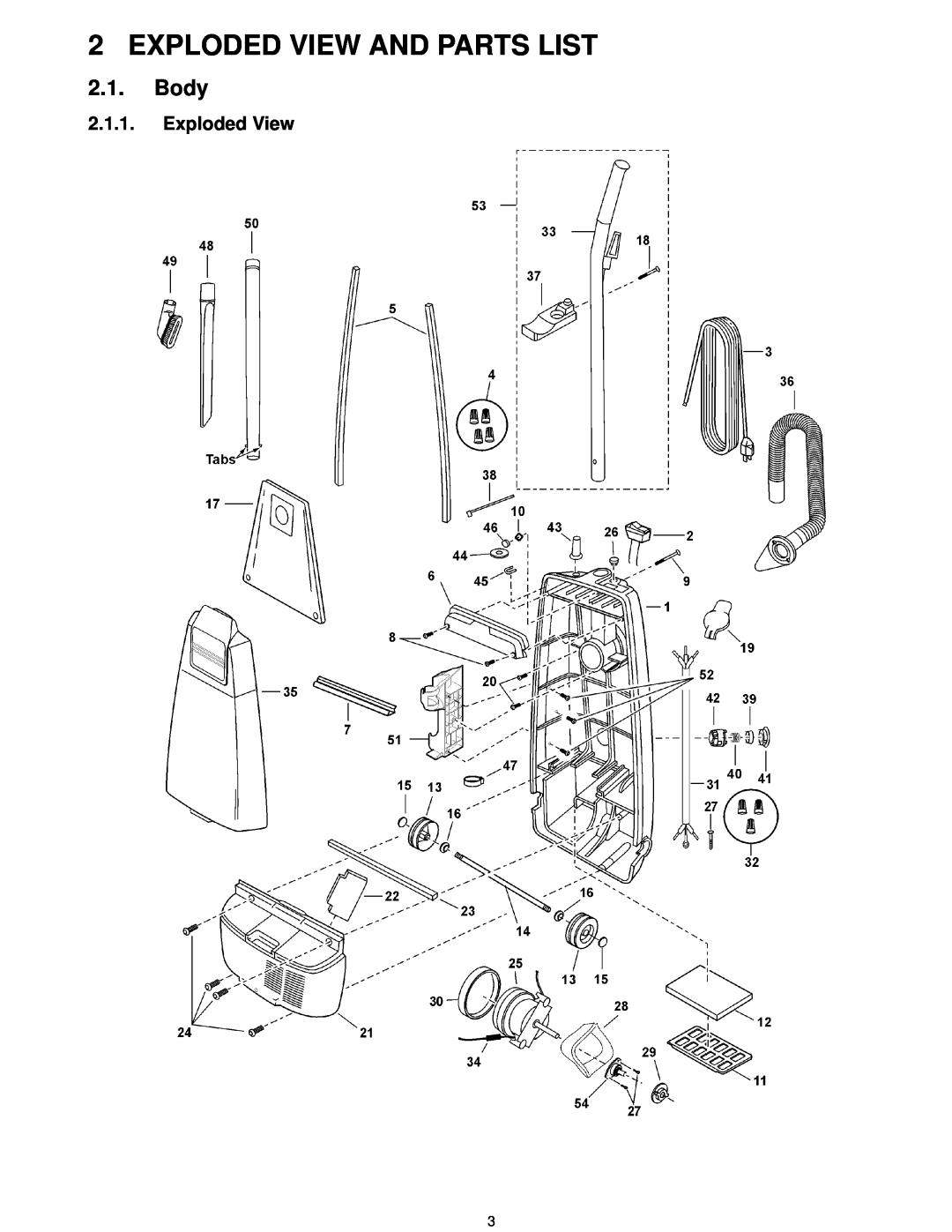 Panasonic MC-V5210-00 specifications Exploded View And Parts List, Body 