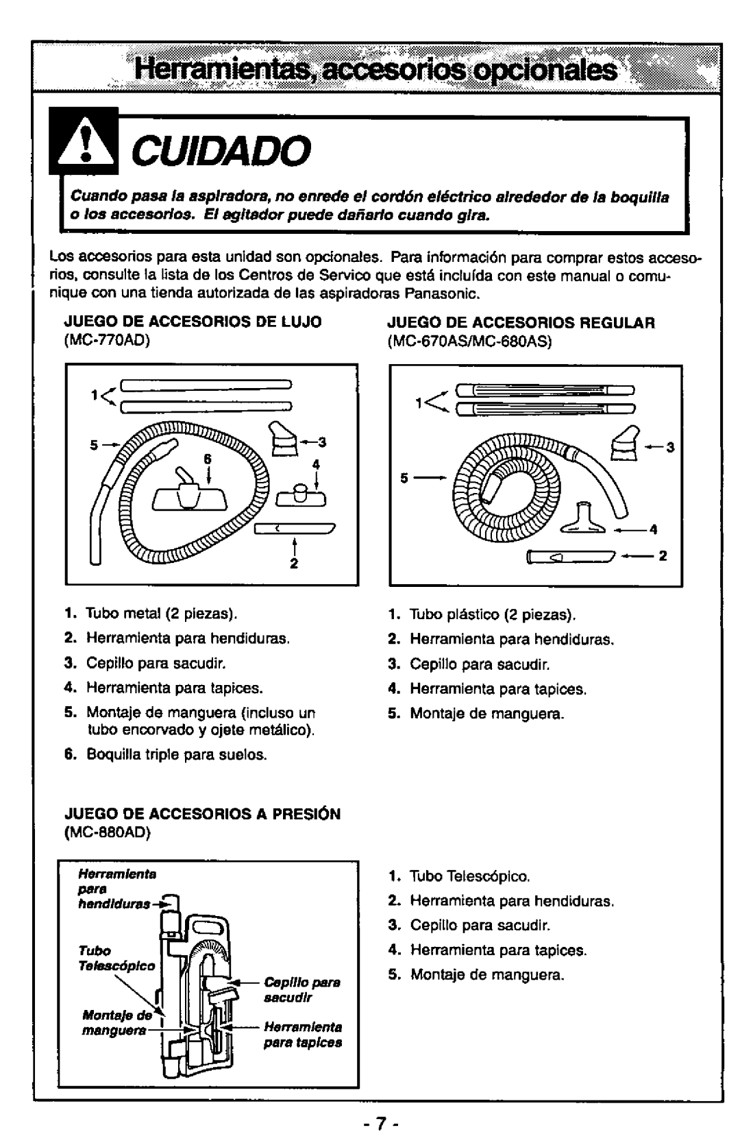 Panasonic MC-V5237 manual 