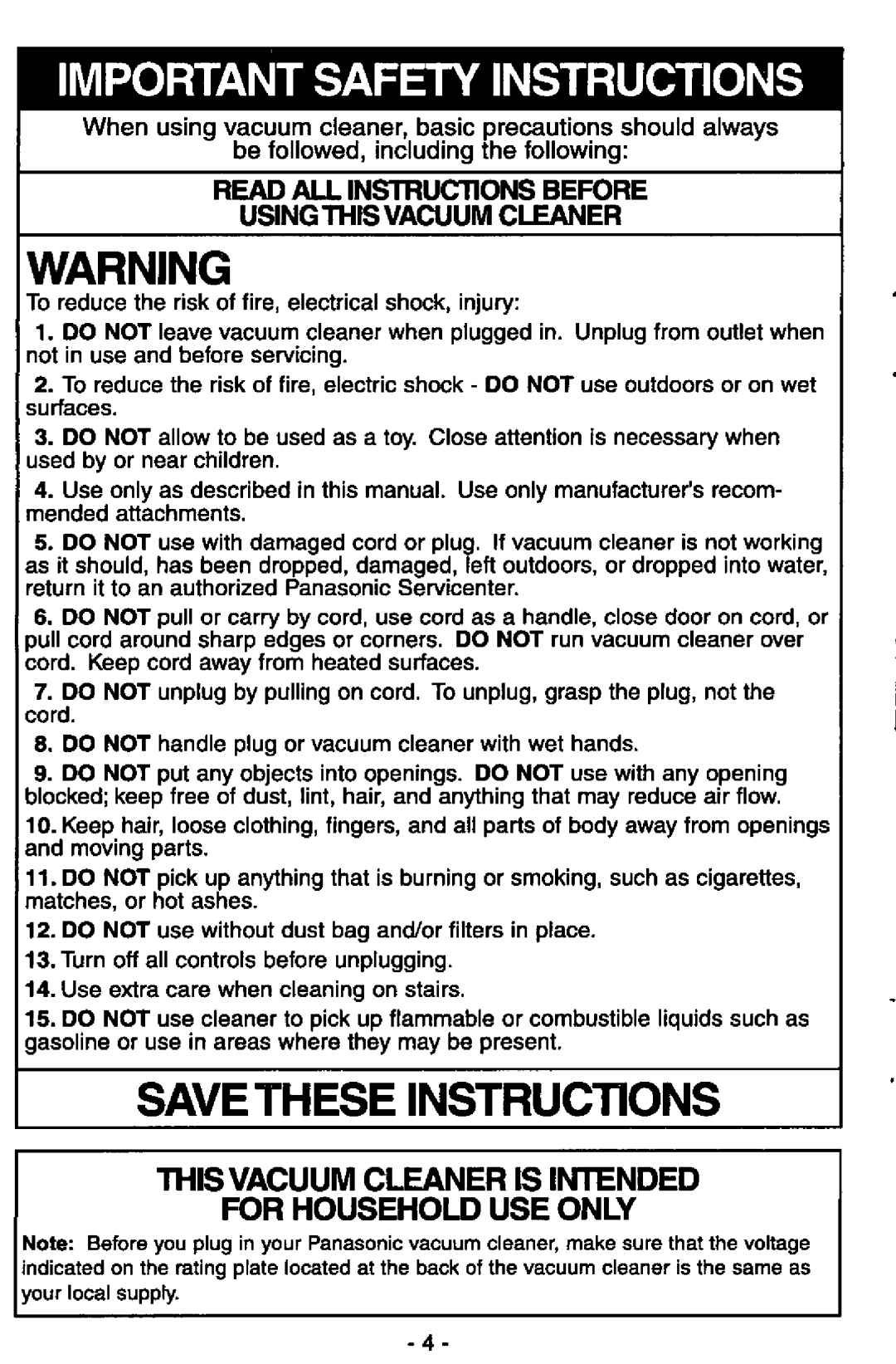 Panasonic MC-V5237 manual 