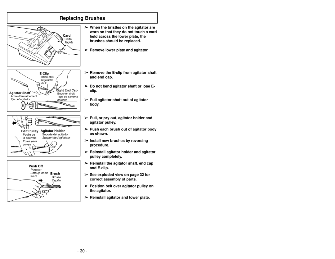 Panasonic MC-V5239 operating instructions Replacing Brushes 