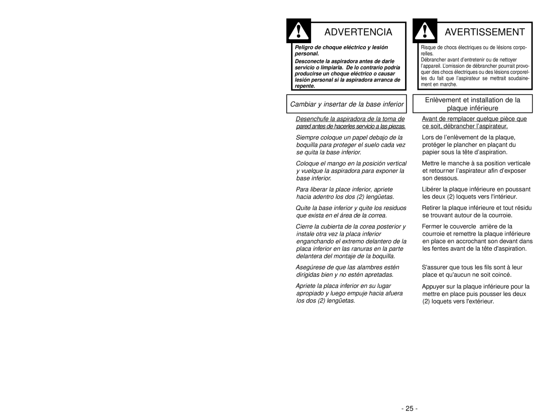 Panasonic MC-V5258 manuel dutilisation Replacing Secondary Hepa Filter, Changing Dust Bag 