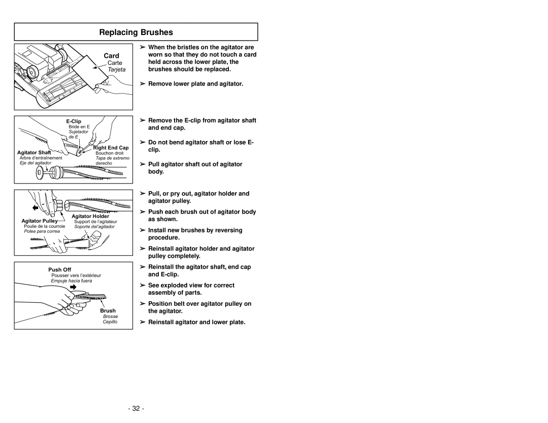 Panasonic MC-V5269 manuel dutilisation Replacing Brushes, Card 