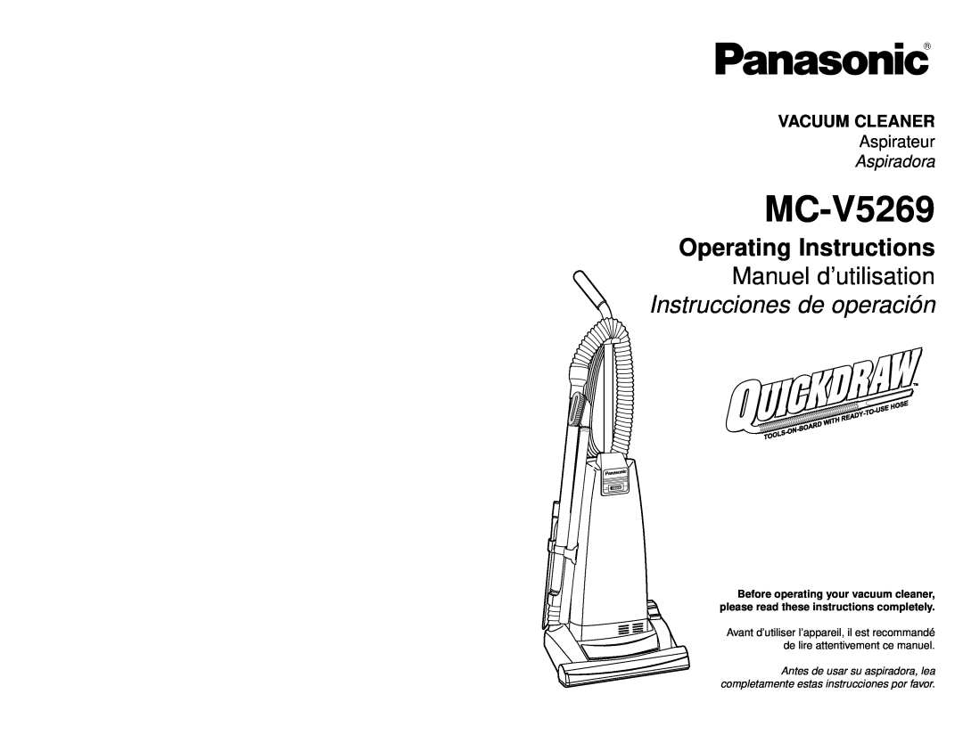 Panasonic MC-V5269 manuel dutilisation Vacuum Cleaner, Aspirateur, Aspiradora, Full, Vac Gauge 