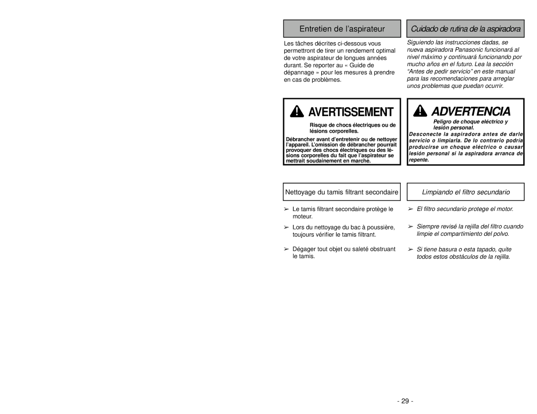 Panasonic MC-V5485 manuel dutilisation Handle Adjustments 