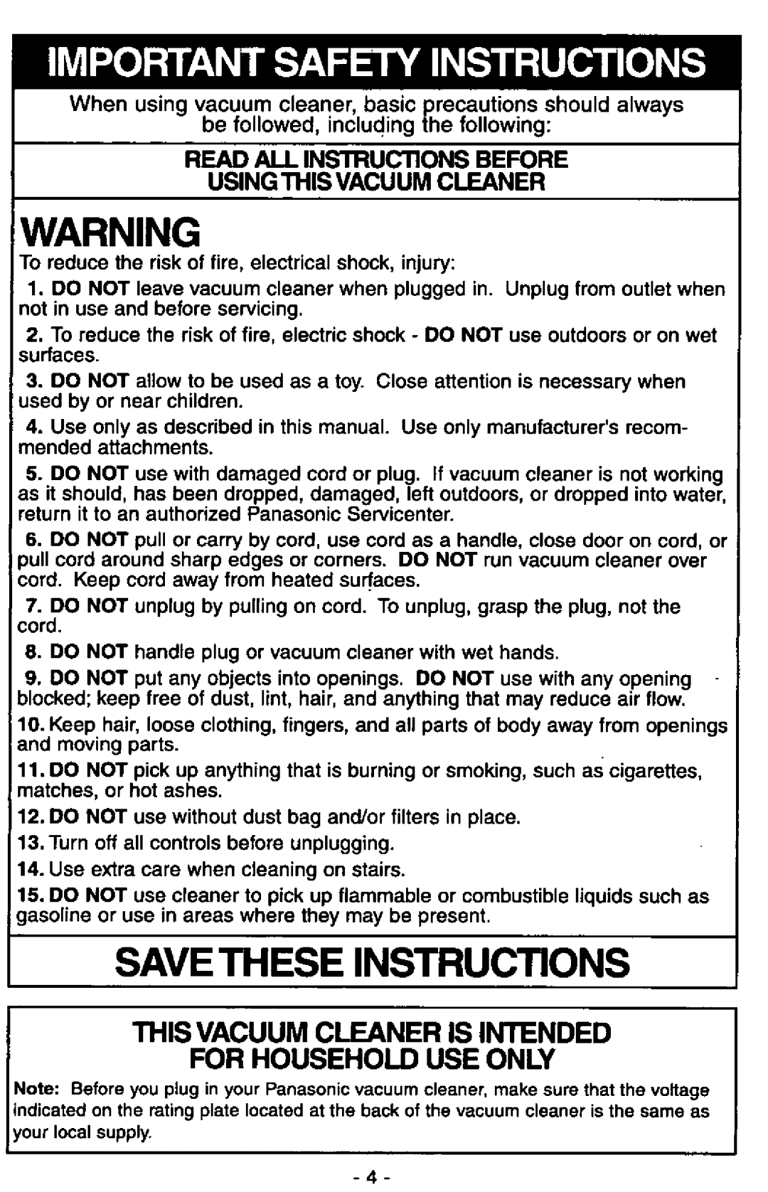 Panasonic MC-V5710 manual 