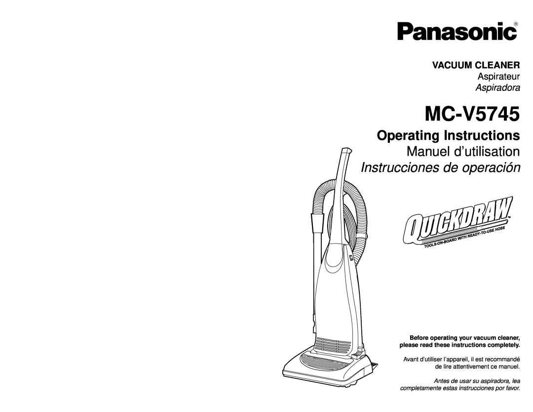 Panasonic MC-V5745 manuel dutilisation Vacuum Cleaner, Aspirateur, Aspiradora 