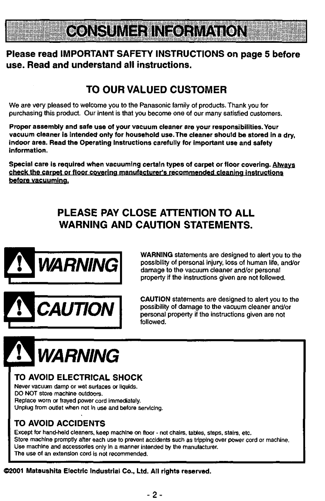 Panasonic MC-V5750 manual 