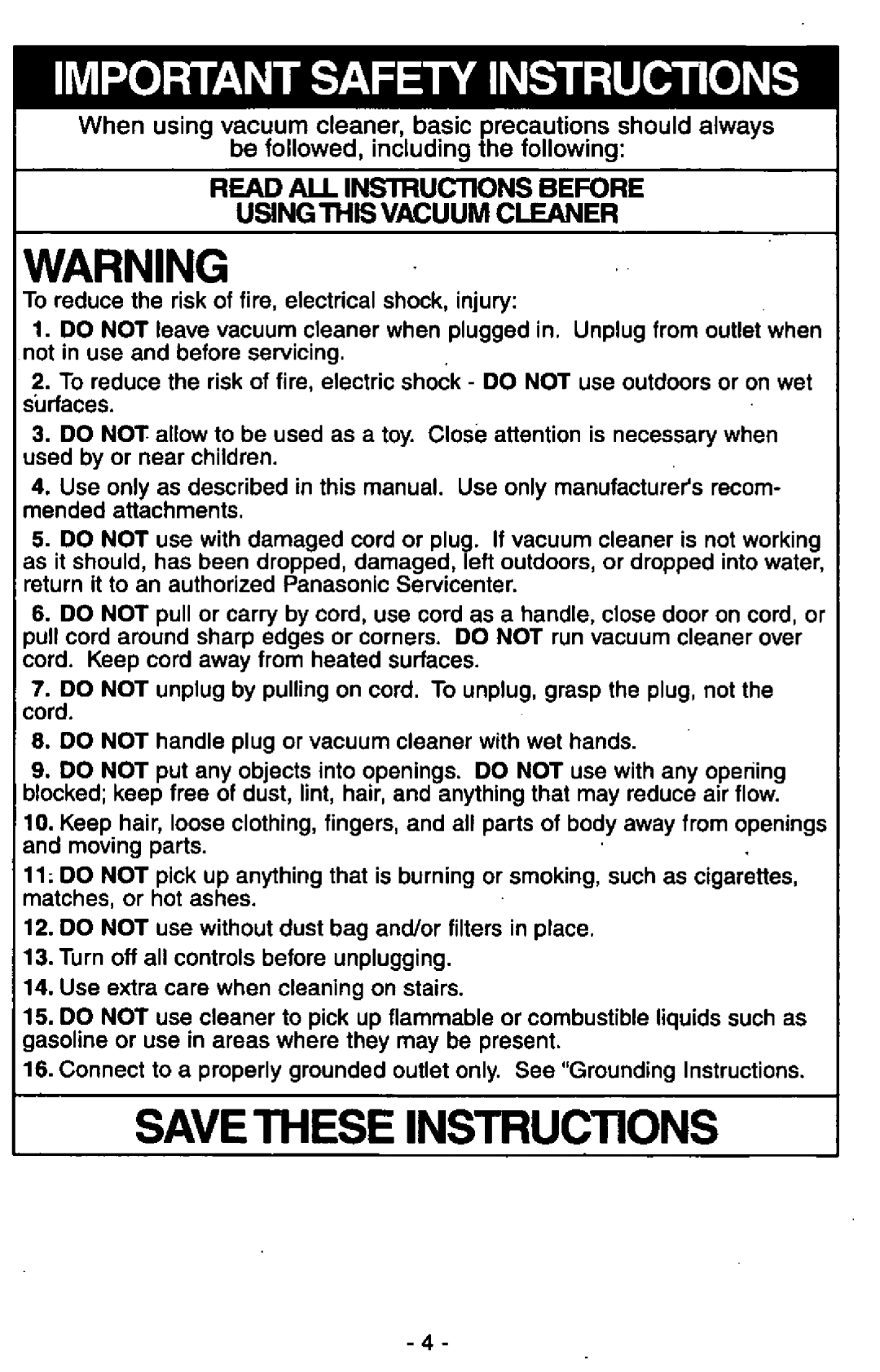 Panasonic MC-V6602 manual 