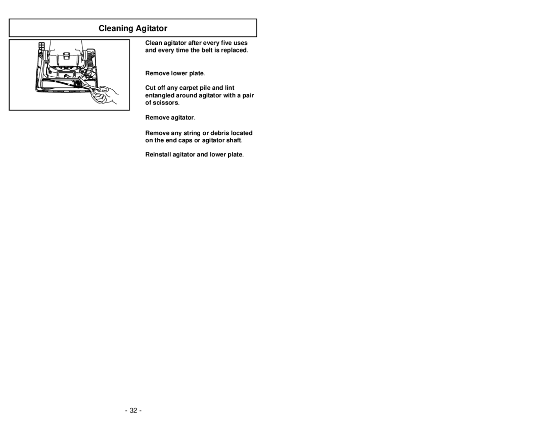 Panasonic MC-V6603 operating instructions Cleaning Agitator 