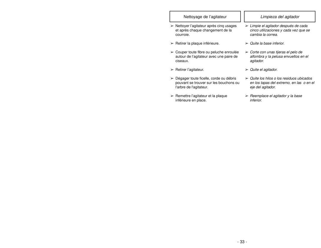 Panasonic MC-V6603 operating instructions Limpieza del agitador 