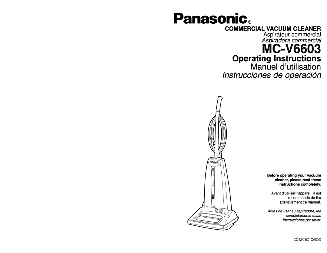 Panasonic MC-V6603 operating instructions CØ1ZCBZ1ØØØØ 