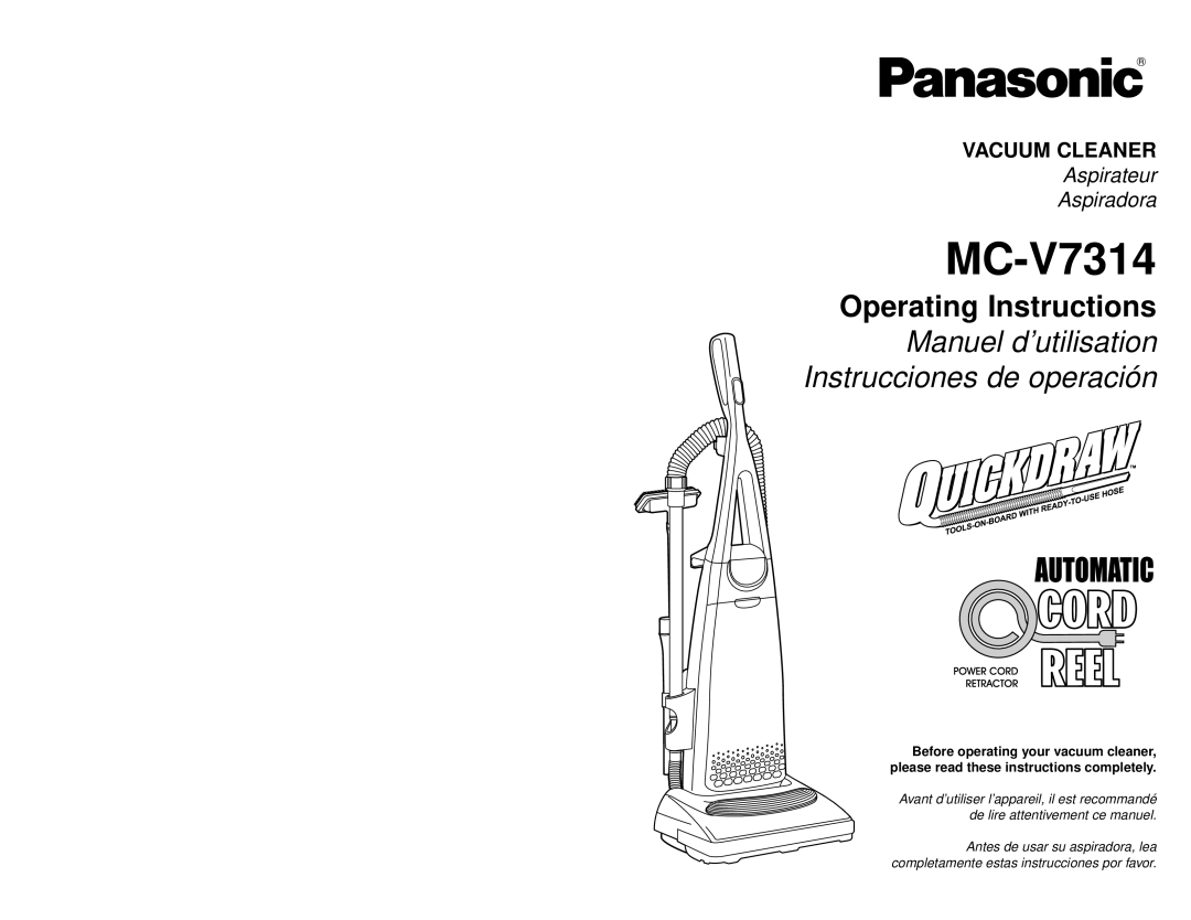 Panasonic MC-V7314 manuel dutilisation 