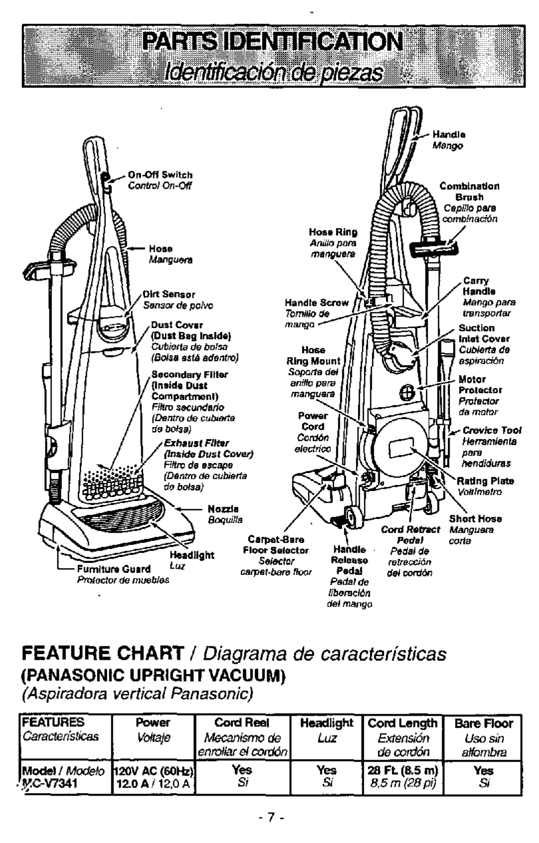 Panasonic MC-V7341 manual 