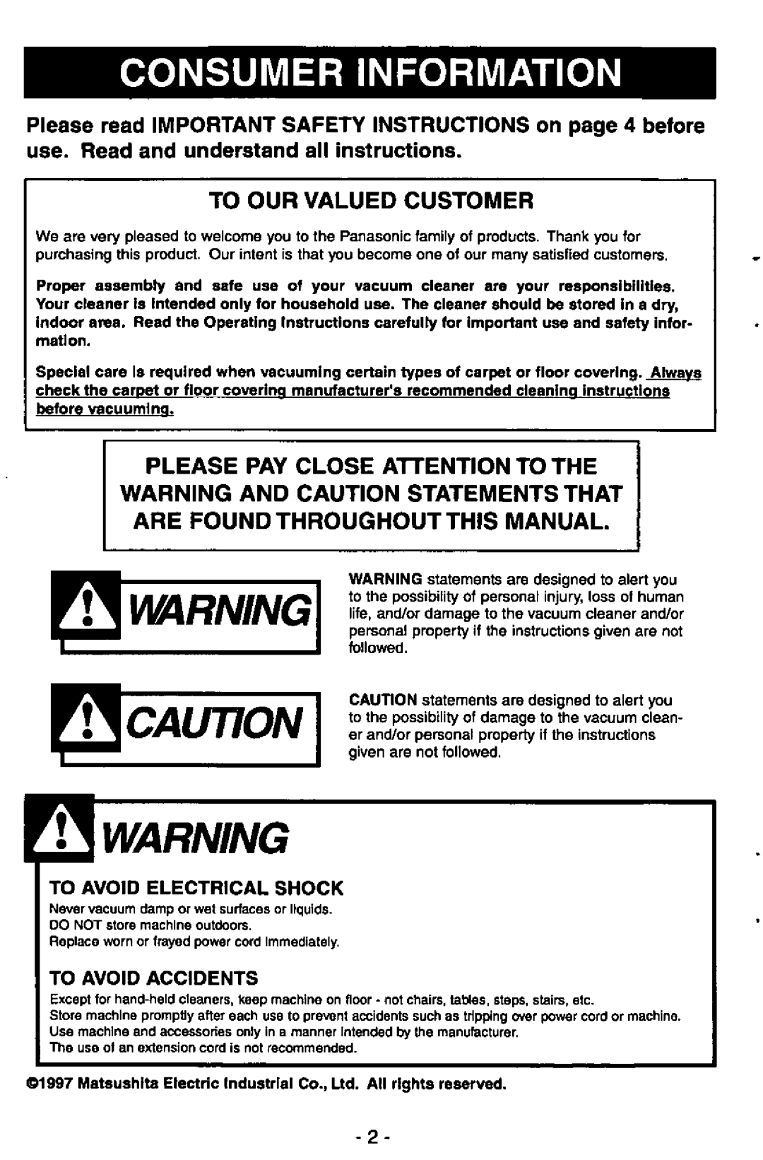 Panasonic MC-V7375 manual 