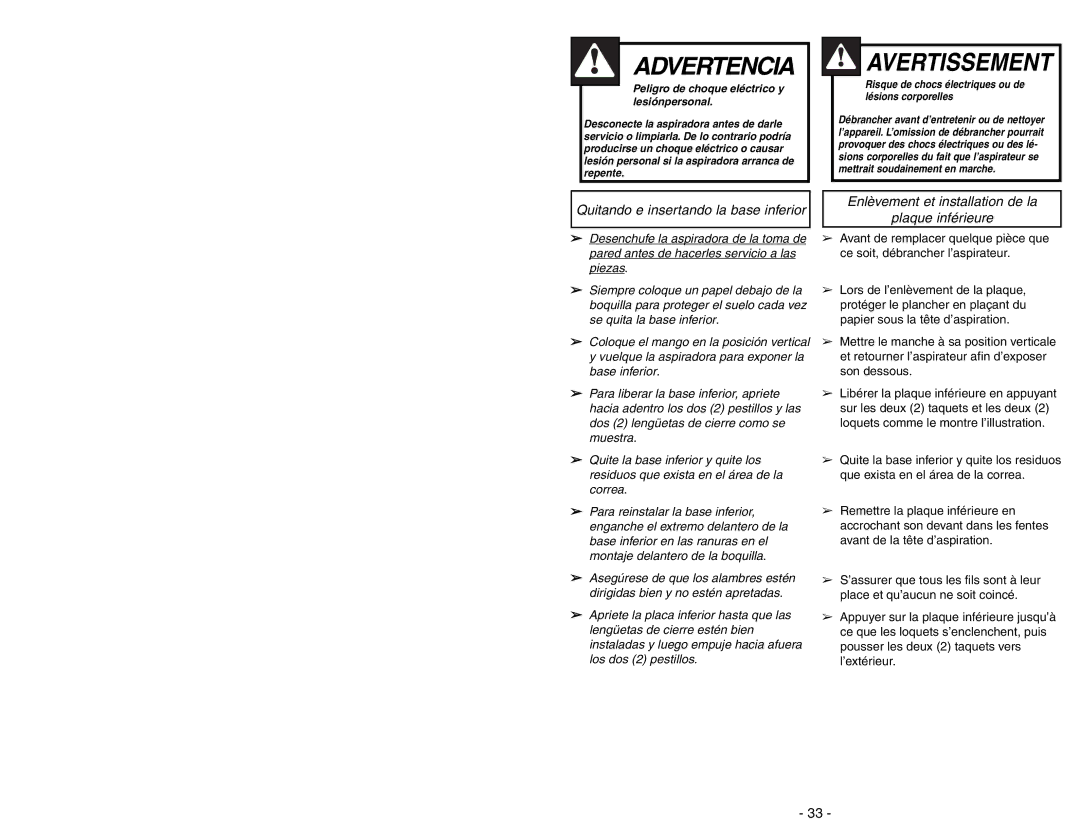 Panasonic MC-V7388 manuel dutilisation Advertencia 