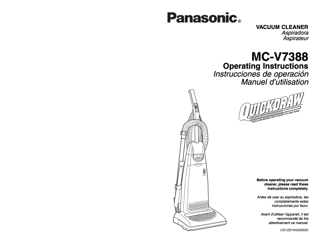 Panasonic MC-V7388 manuel dutilisation Vacuum Cleaner, Aspiradora Aspirateur 