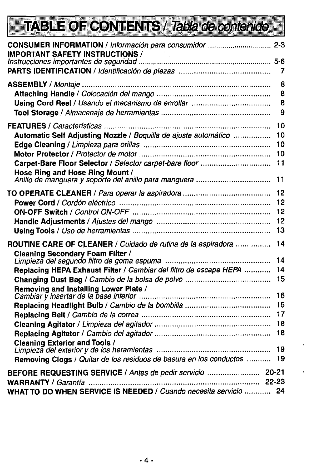 Panasonic MC-V7389 manual 