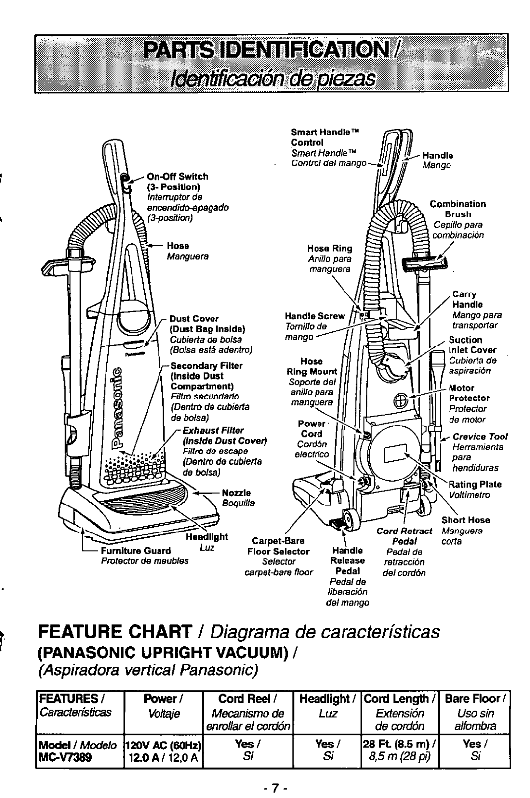 Panasonic MC-V7389 manual 