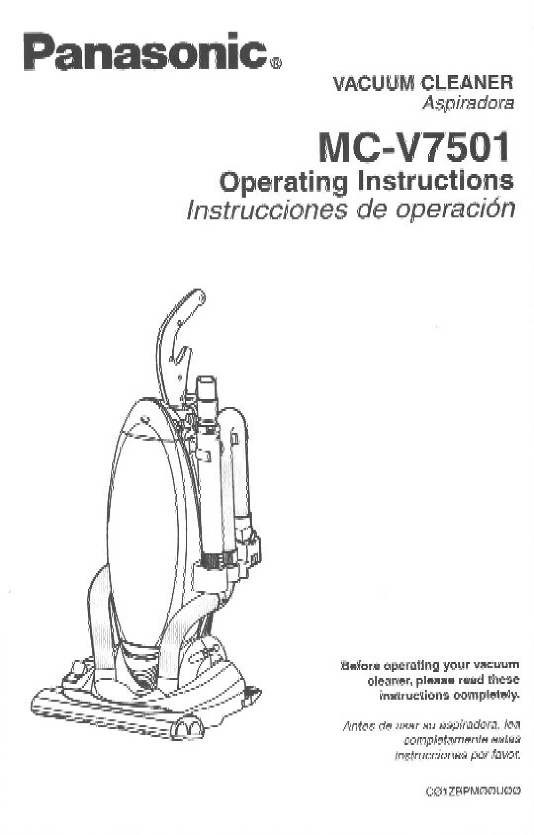 Panasonic MC-V7501 manual 