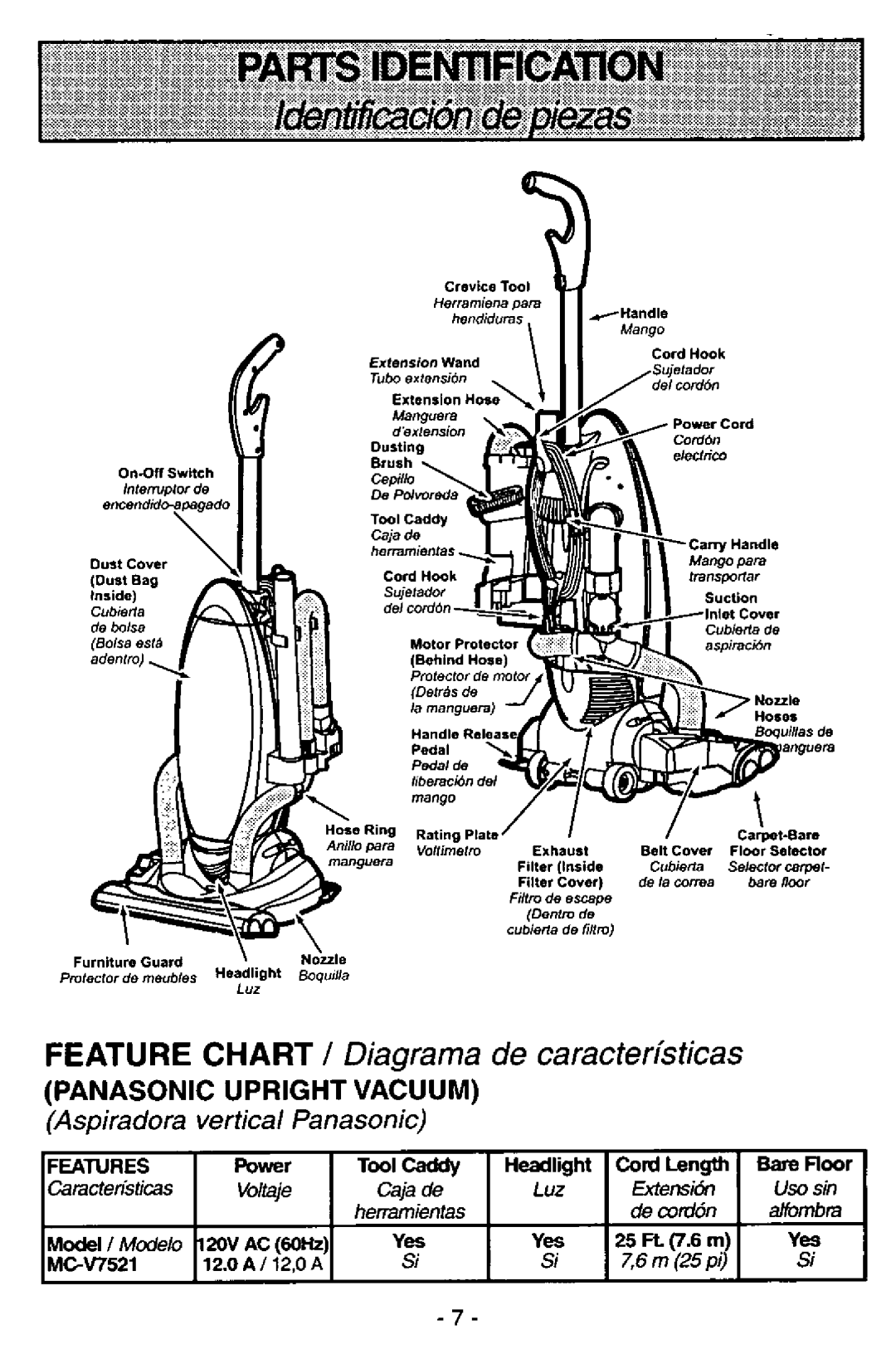 Panasonic MC-V7521 manual 