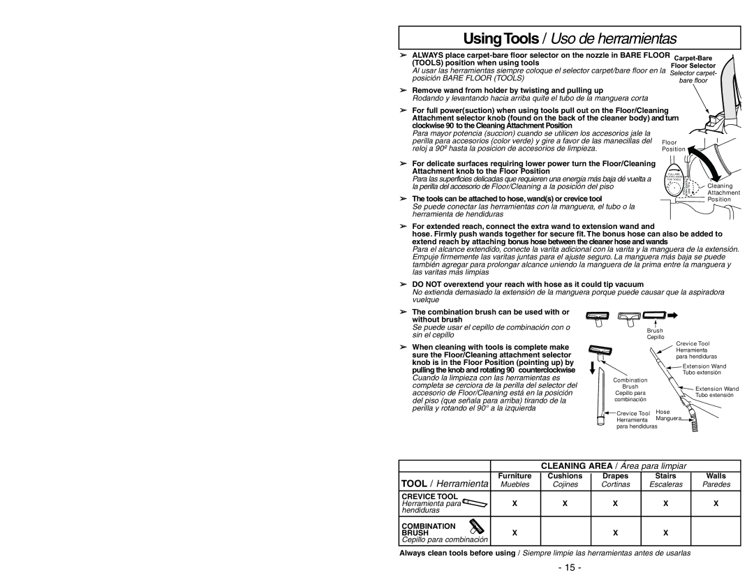 Panasonic MC-V7531 manual Using Cord Hook / Uso del sujetador del cordón, ON-OFF Switch / Control ON-OFF, Attempting to 