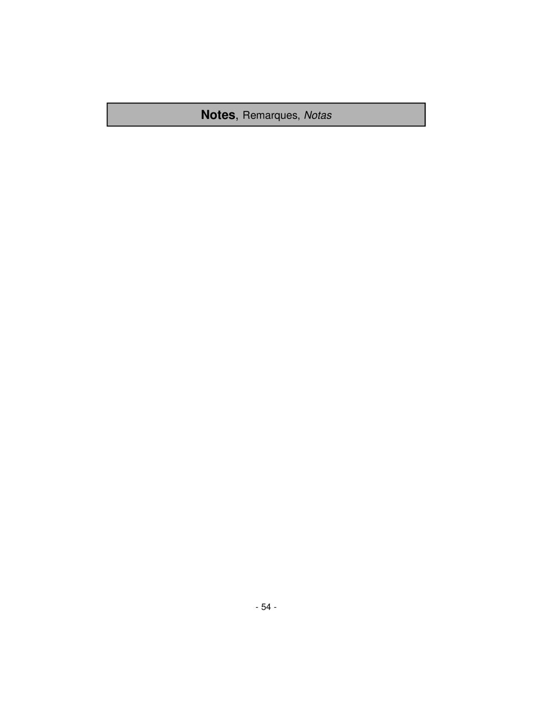 Panasonic MC-V7600 operating instructions Notes, Remarques, Notas 