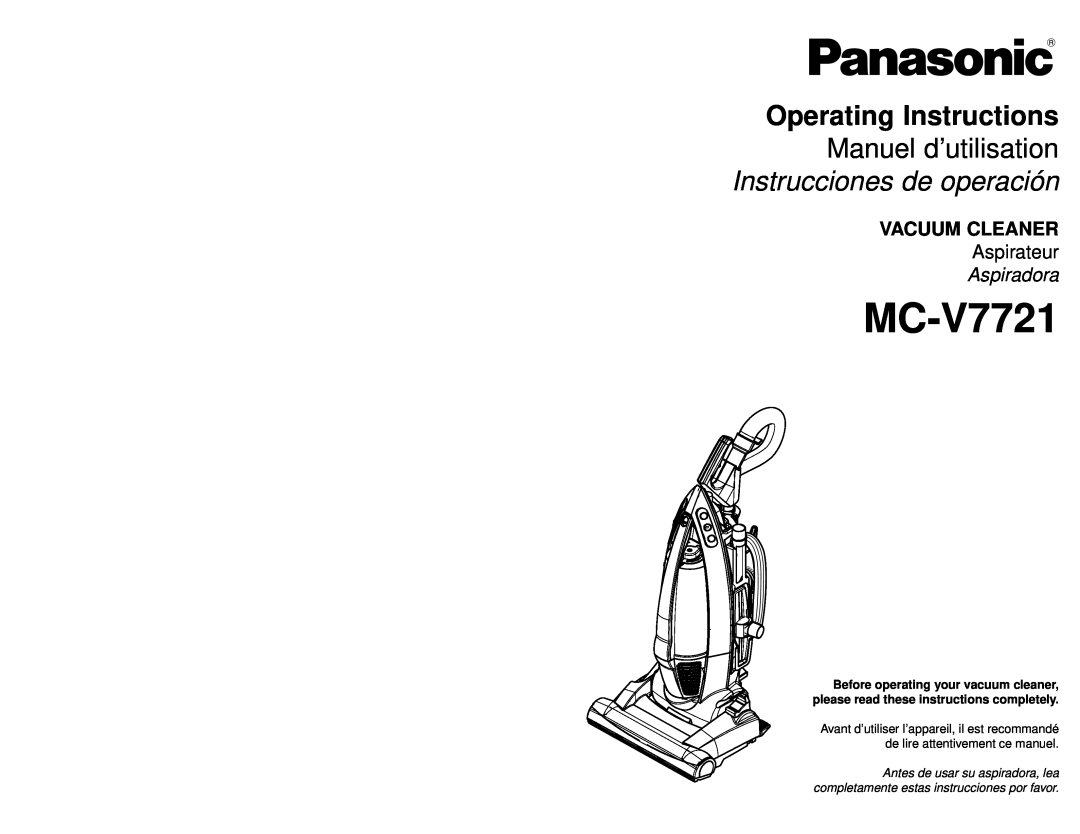 Panasonic MC-V7721 manuel dutilisation Vacuum Cleaner, Aspirateur, Aspiradora 