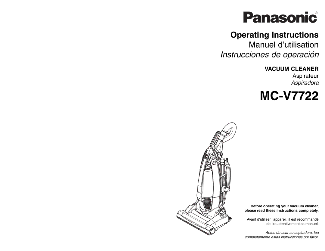 Panasonic MC-V7722 operating instructions 