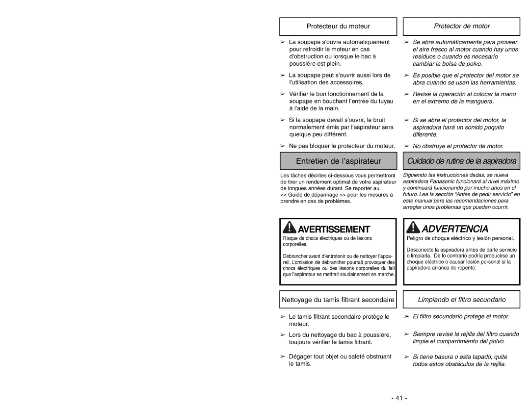 Panasonic MC-V7722 operating instructions Body Release 