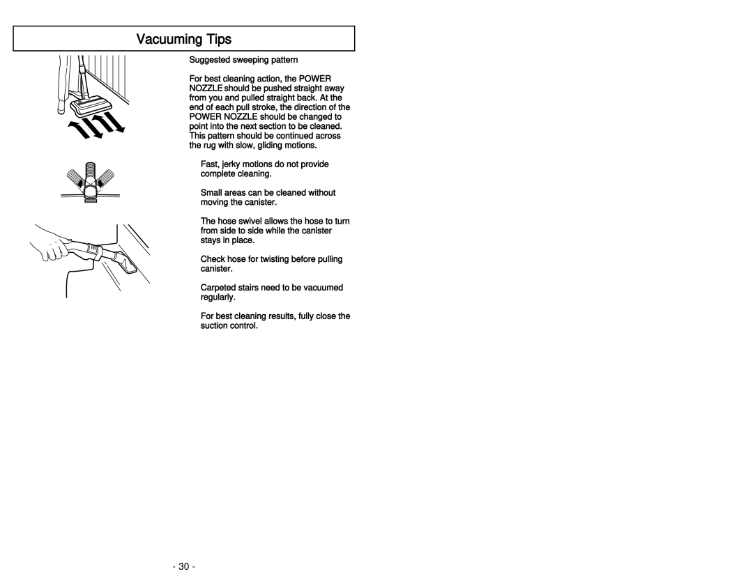 Panasonic MC-V9640 manuel dutilisation Vacuuming Tips 