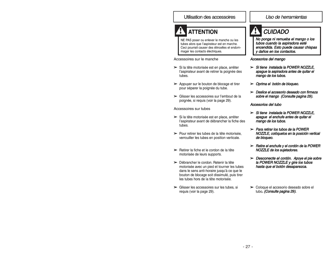 Panasonic MC-V9644 operating instructions Cuidado 