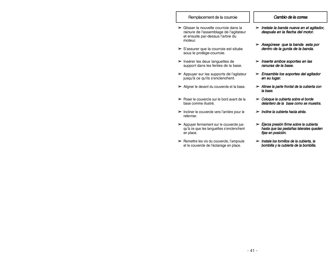 Panasonic MC-V9644 operating instructions Cambio de la correa 