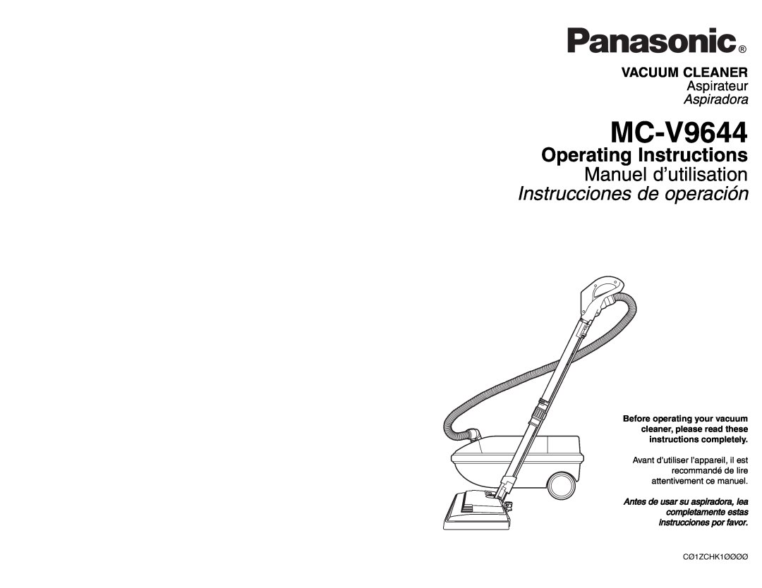 Panasonic MC-V9644 operating instructions Vacuum Cleaner, Aspiradora, Aspirateur 