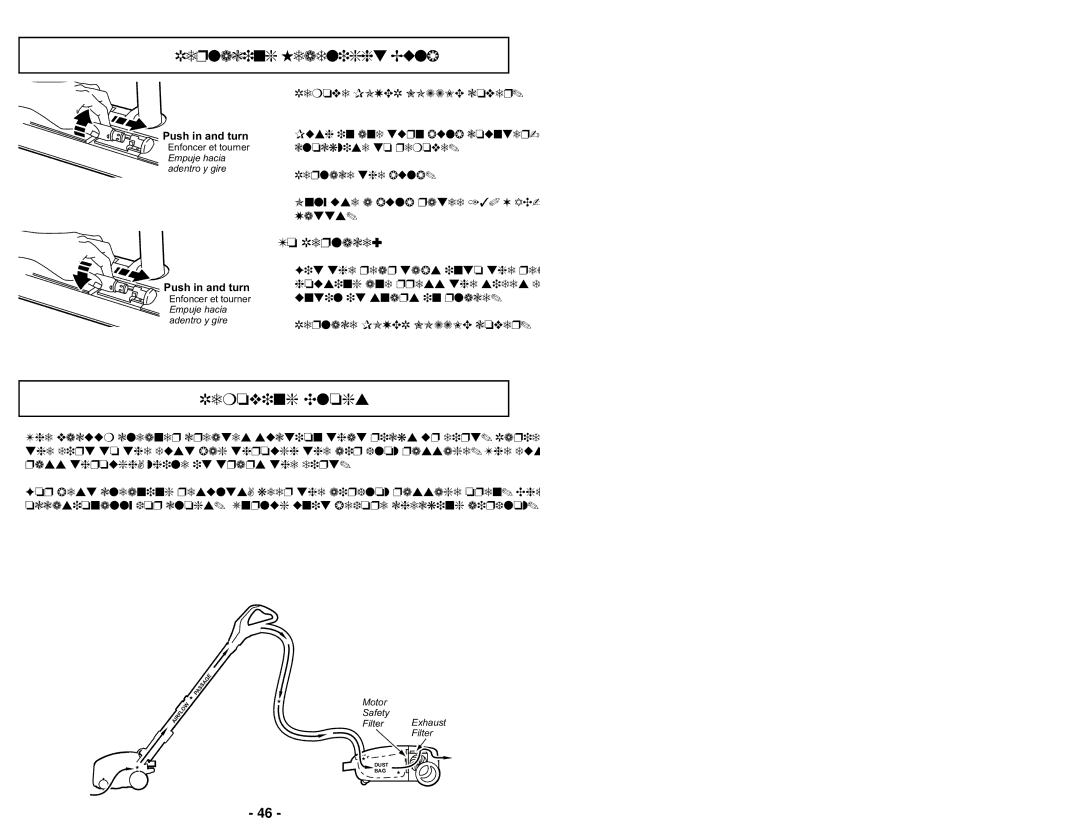 Panasonic MC-V9658 manuel dutilisation Replacing Headlight Bulb, Removing Clogs, Push in and turn 