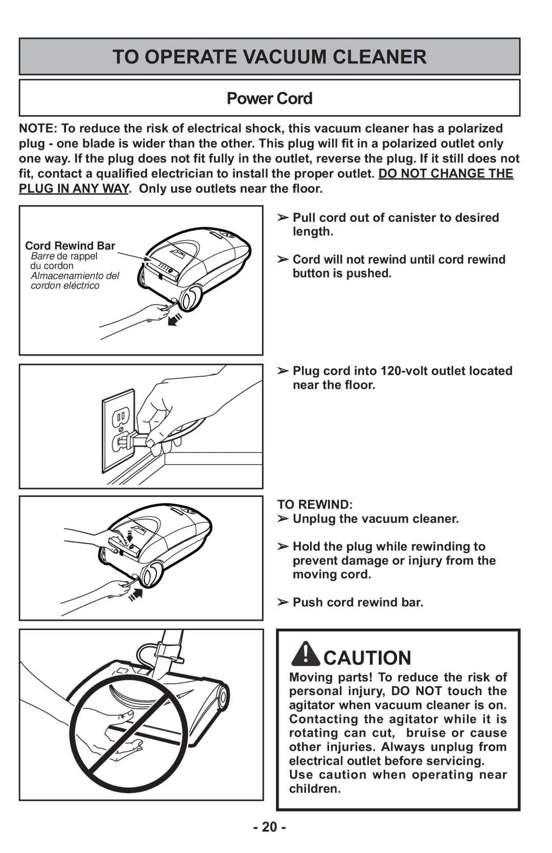 Panasonic MCCG917 manuel dutilisation To Operate Vacuum Cleaner, Power Cord 