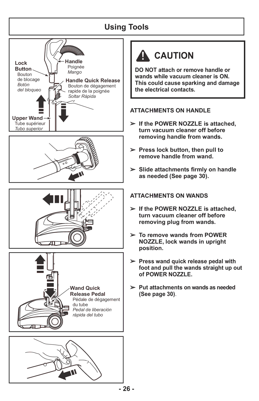 Panasonic MCCG917 manuel dutilisation Using Tools, Attachments on Handle 